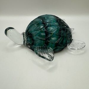 Murano inspired glass sea turtle. Bombay Company vintage glass figurine.